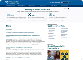 W3C/WAI 홈페이지 메인화면